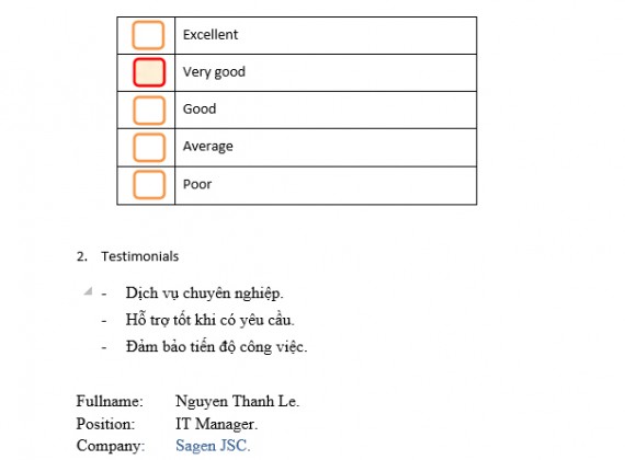 rating review by Sagen.com.vn