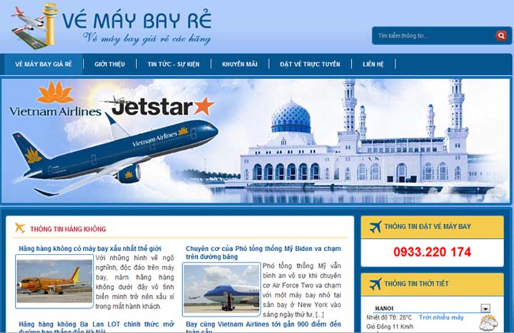 thiết kế web bán vé máy bay