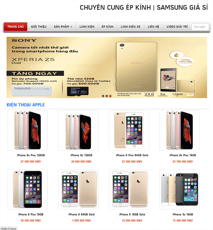 thiết kế web bán điện thoại