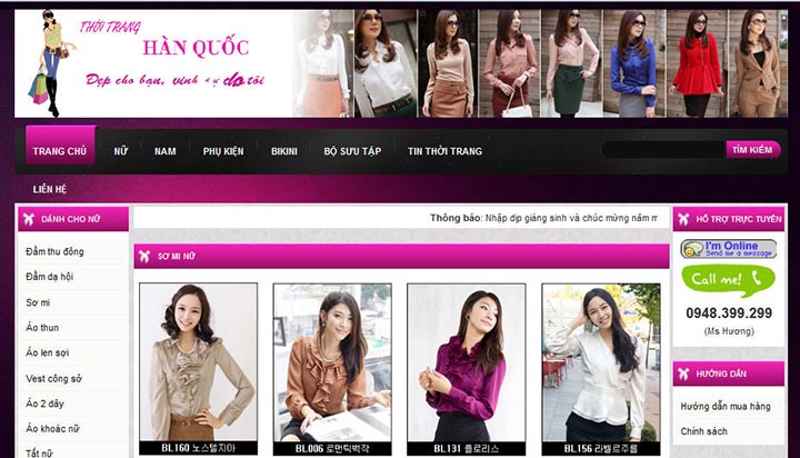 thiết kế web bán hàng thời trang công sở