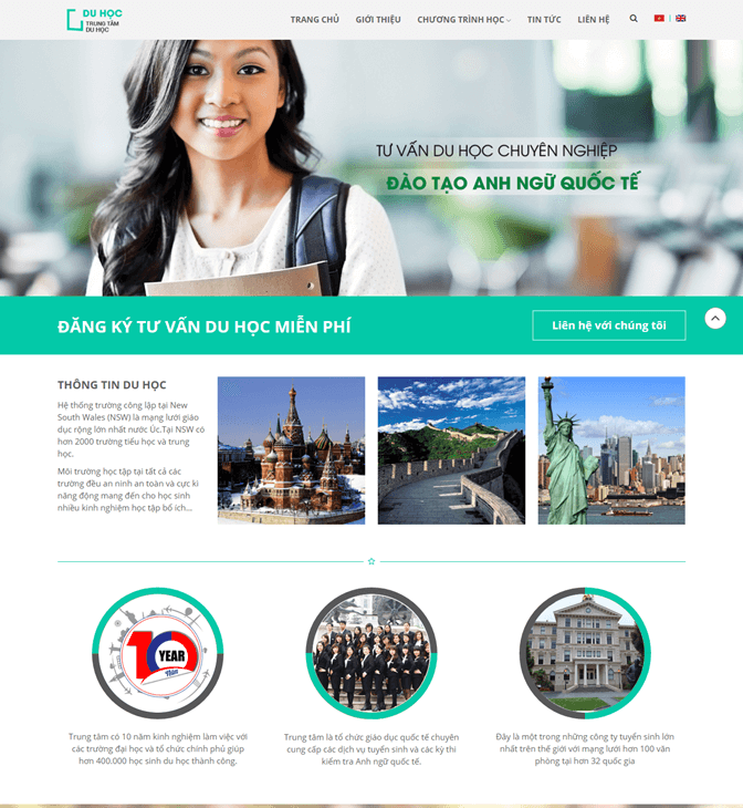 thiết kế website du học