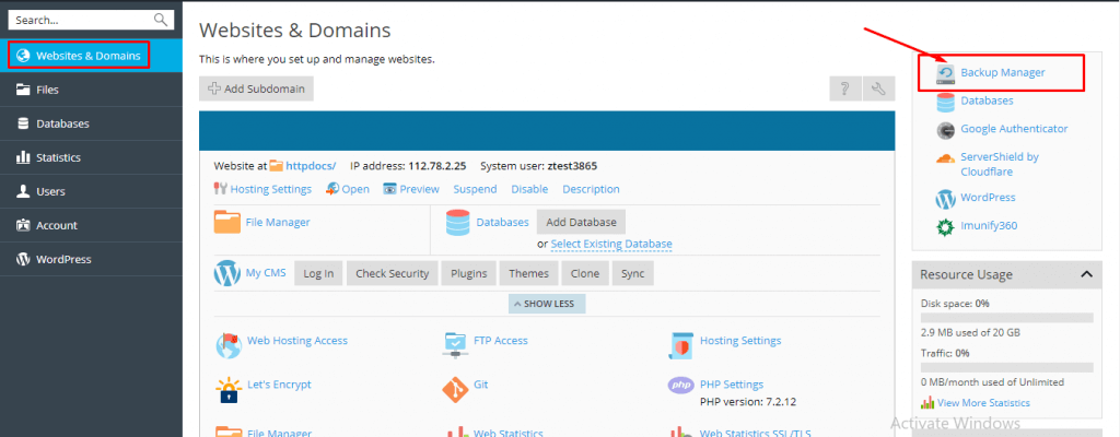 backup web trên plesk panel như thế nào