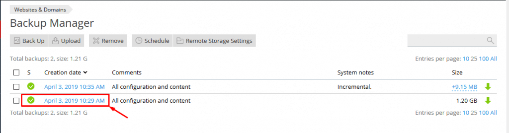 backup web trên plesk panel như thế nào