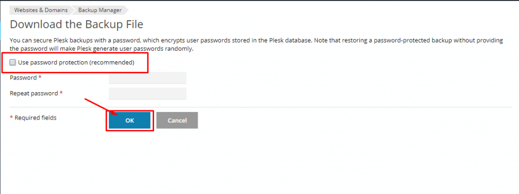 backup web trên plesk panel như thế nào