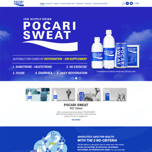 Thiết kế web Pocari Sweat công ty Otsuka Thang Japan