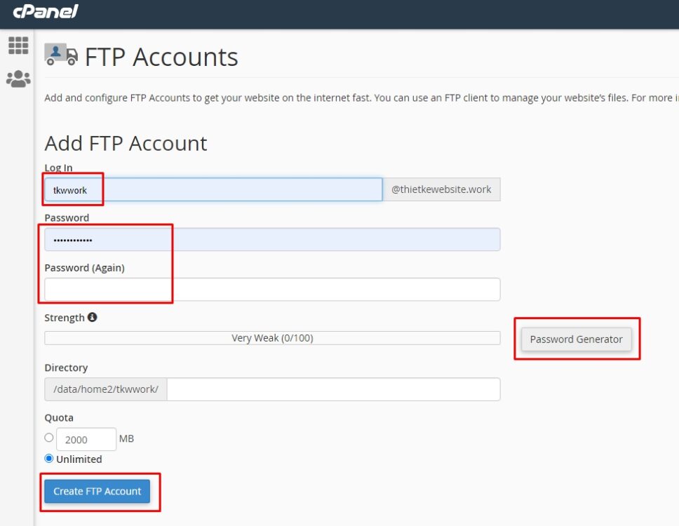 n lý tài khoản hosting Cpanel
