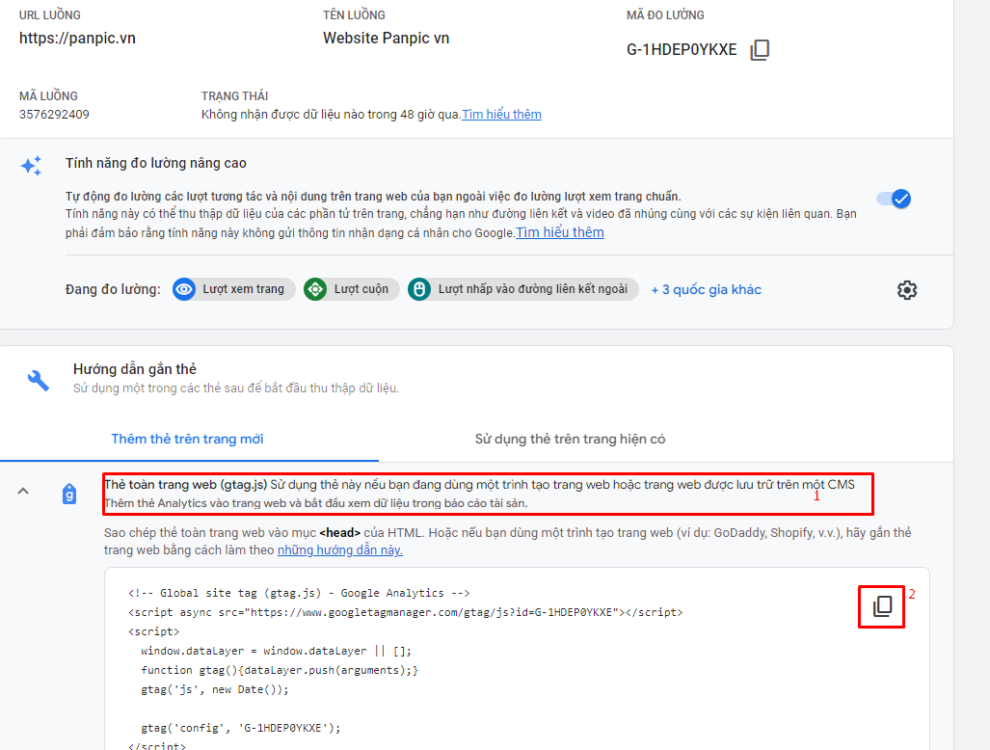 Google Analytcis 4 cách gắn mã thẻ vào website