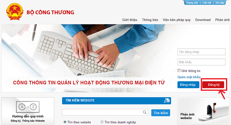 Hướng dẫn đăng ký website với Bộ Công Thương