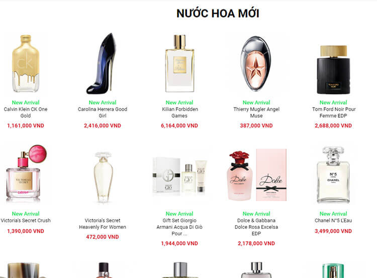 Thiết kế website bán nước hoa