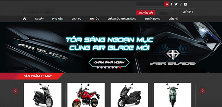 Làm website cửa hàng xe máy cùng thiết kế web Panpic