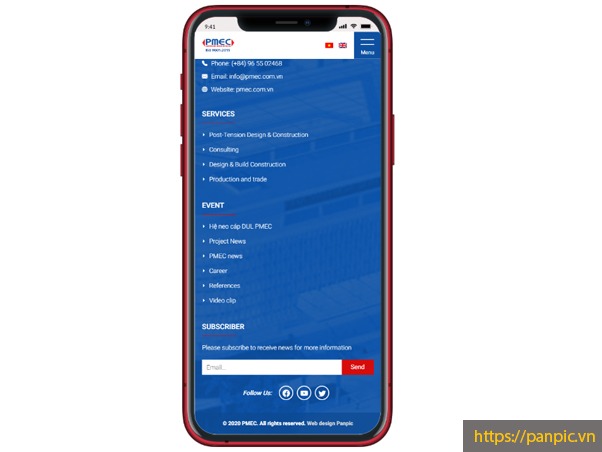 Thiết kế web công ty xây dựng Phú Mỹ PMEC