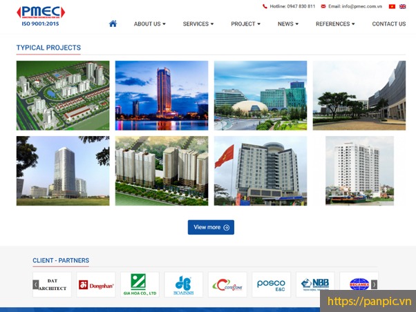 PANPIC Thiết kế web công ty xây dựng Phú Mỹ PMEC