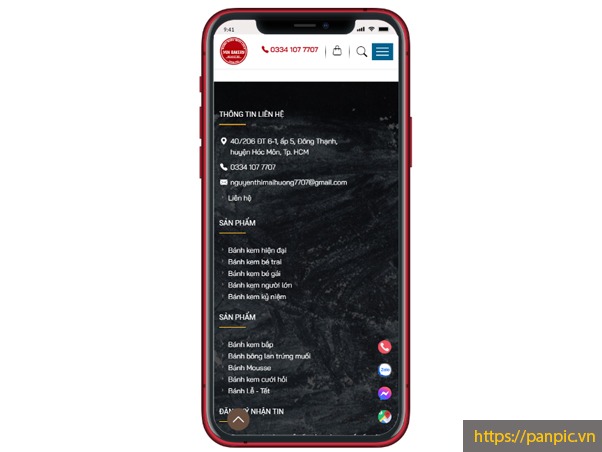 PANPIC Thiết kế web bánh kem