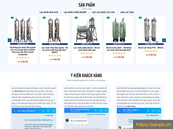 Thiết kế web bán sản phẩm locnuocbachkhoa