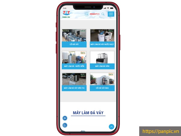 Thiết kế web sản phẩm lạnh công nghiệp màn hình điện thoại