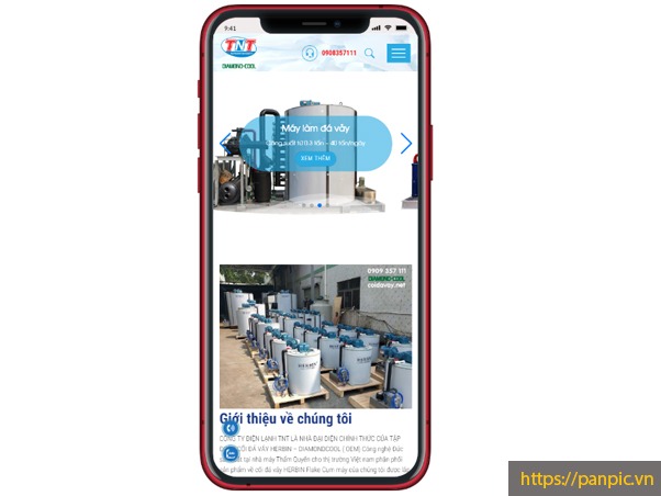 Thiết kế web sản phẩm lạnh công nghiệp màn hình điện thoại