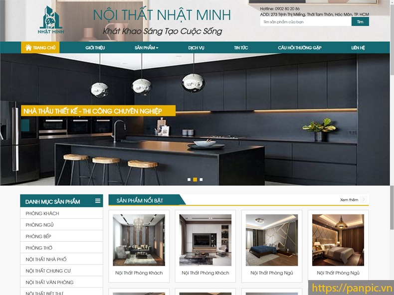 Thiết kế web công ty nội thất Nhật Minh