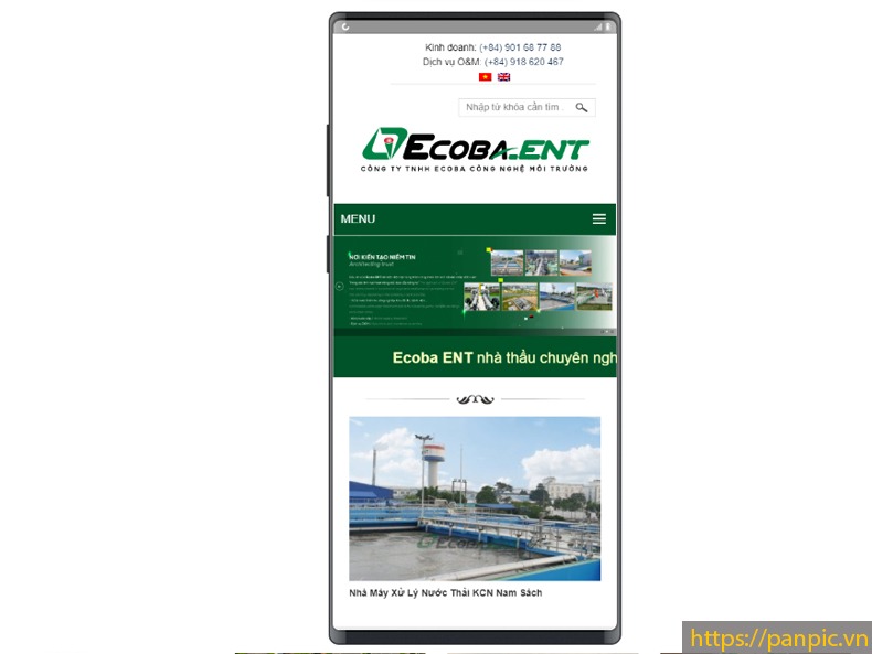 Thiết kế web cty ecoba ENT giao diện điện thoại