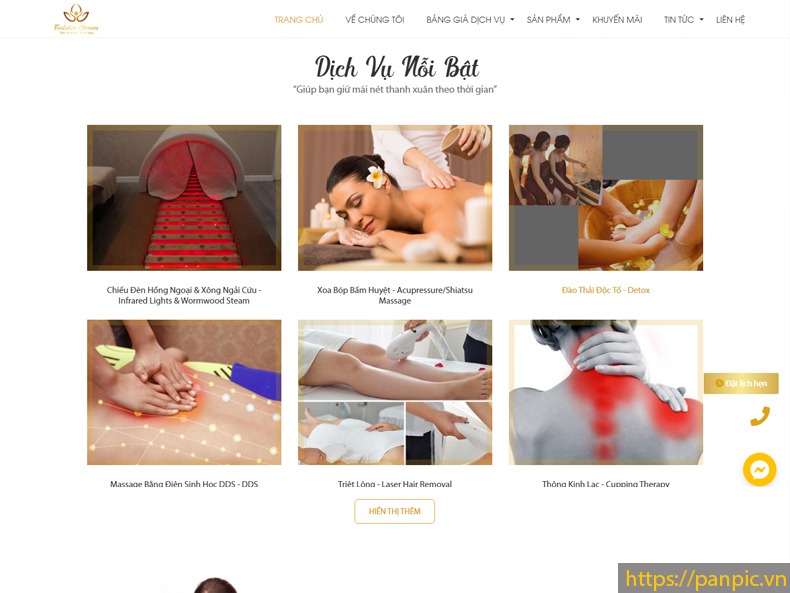 PANPIC thiết kế web spa dịch vụ làm đẹp