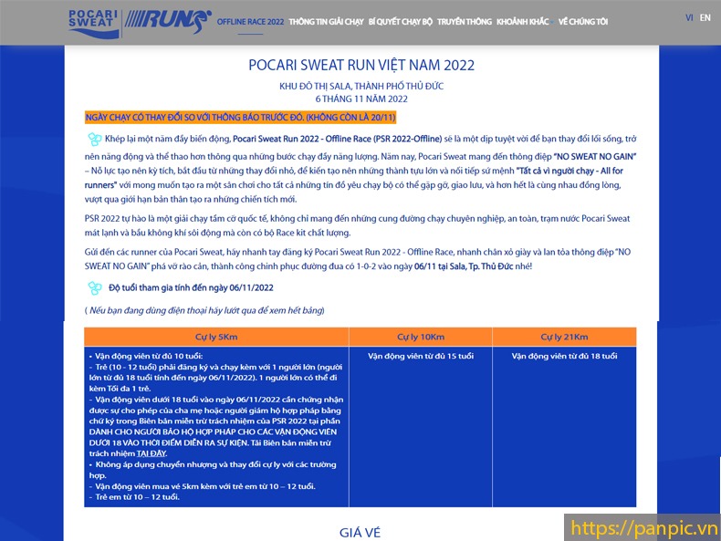 PANPIC thiết kế web sự kiện giải chạy maraton