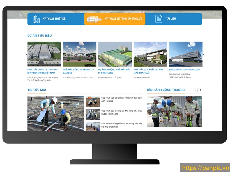 Màn hình full hd website cty xây dựng Việt Thanh