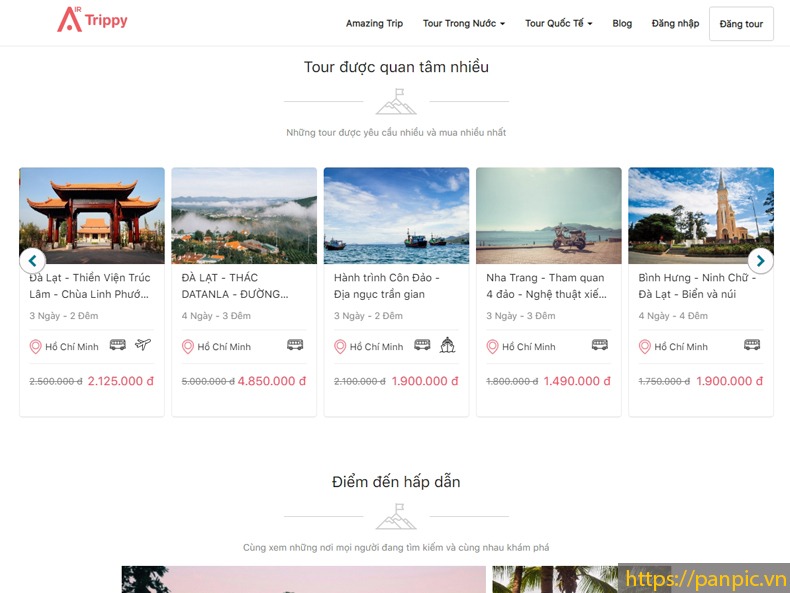 PANPIC thiet ke web cty du lich travel tour