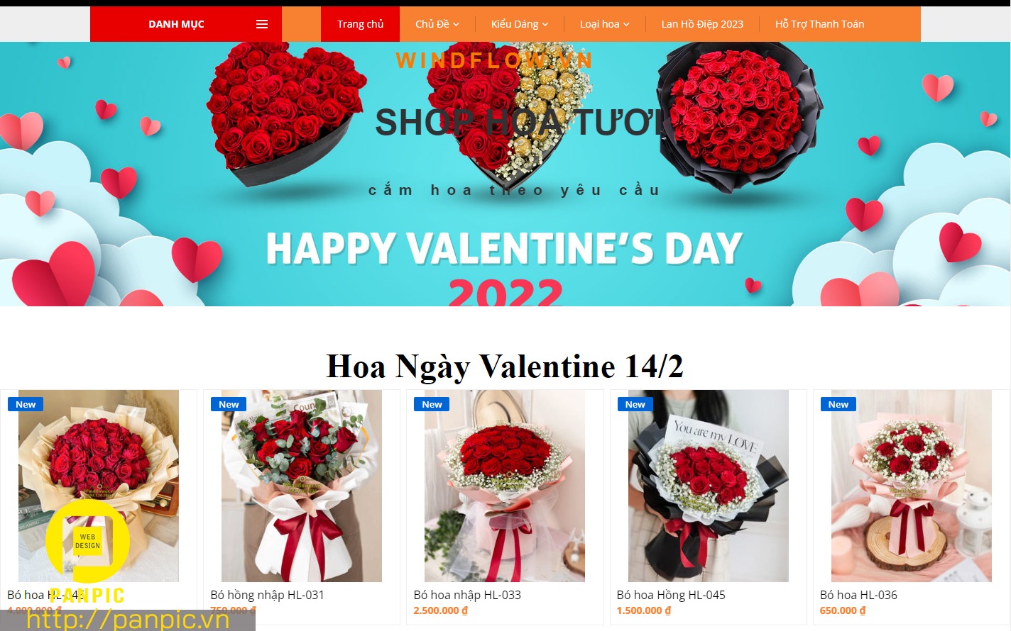 Thiết kế web shop Hoa tươi