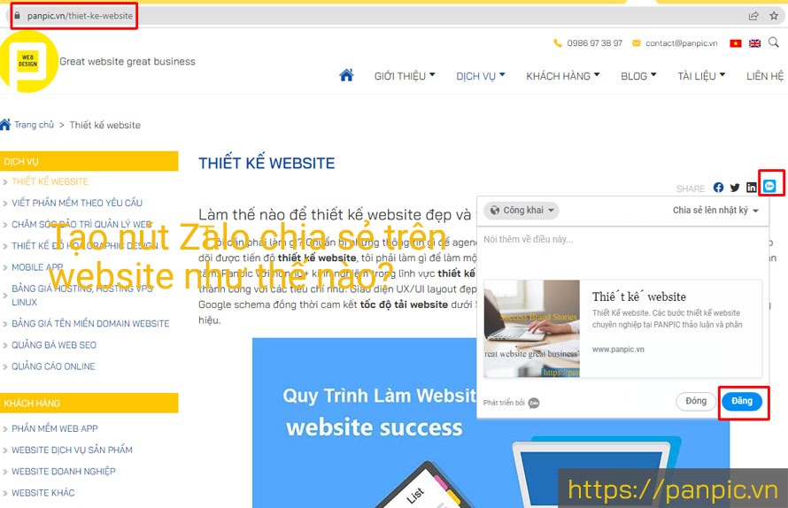 Tạo nút Zalo chia sẻ trên website như thế nào?