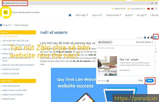 Tạo nút Zalo chia sẻ trên website như thế nào?