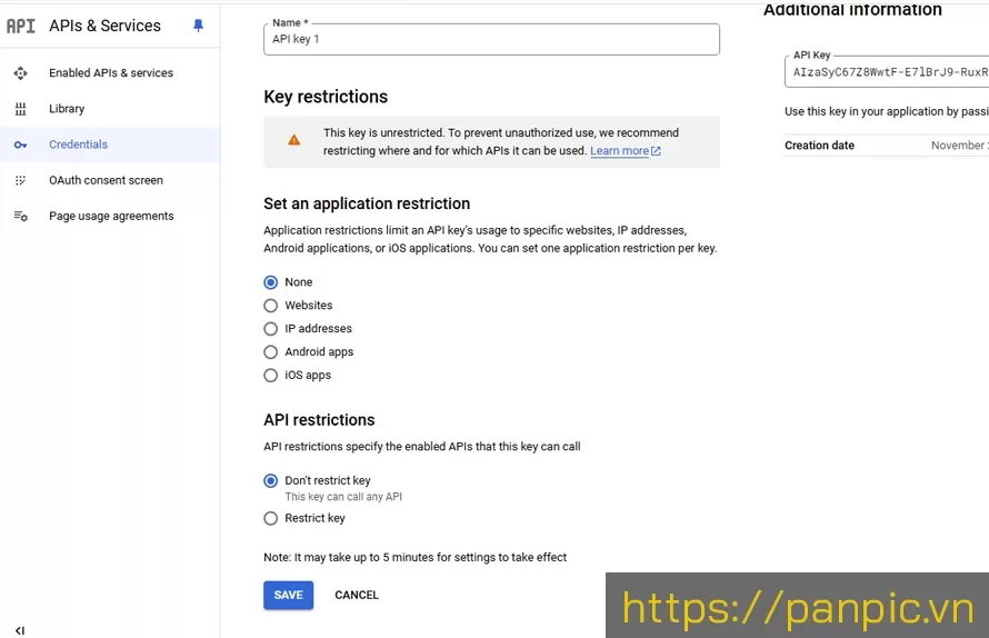 Google translate api credentials