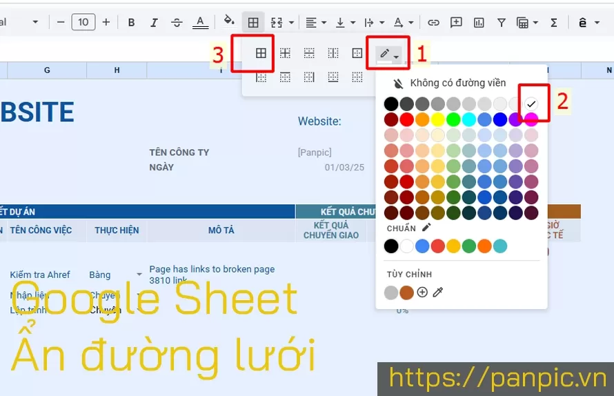Google sheet excel ẩn đường lưới